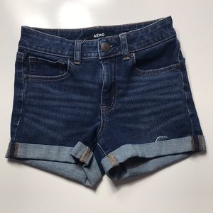 Aero jean blue shorts cuffed, high rise midi, size 0